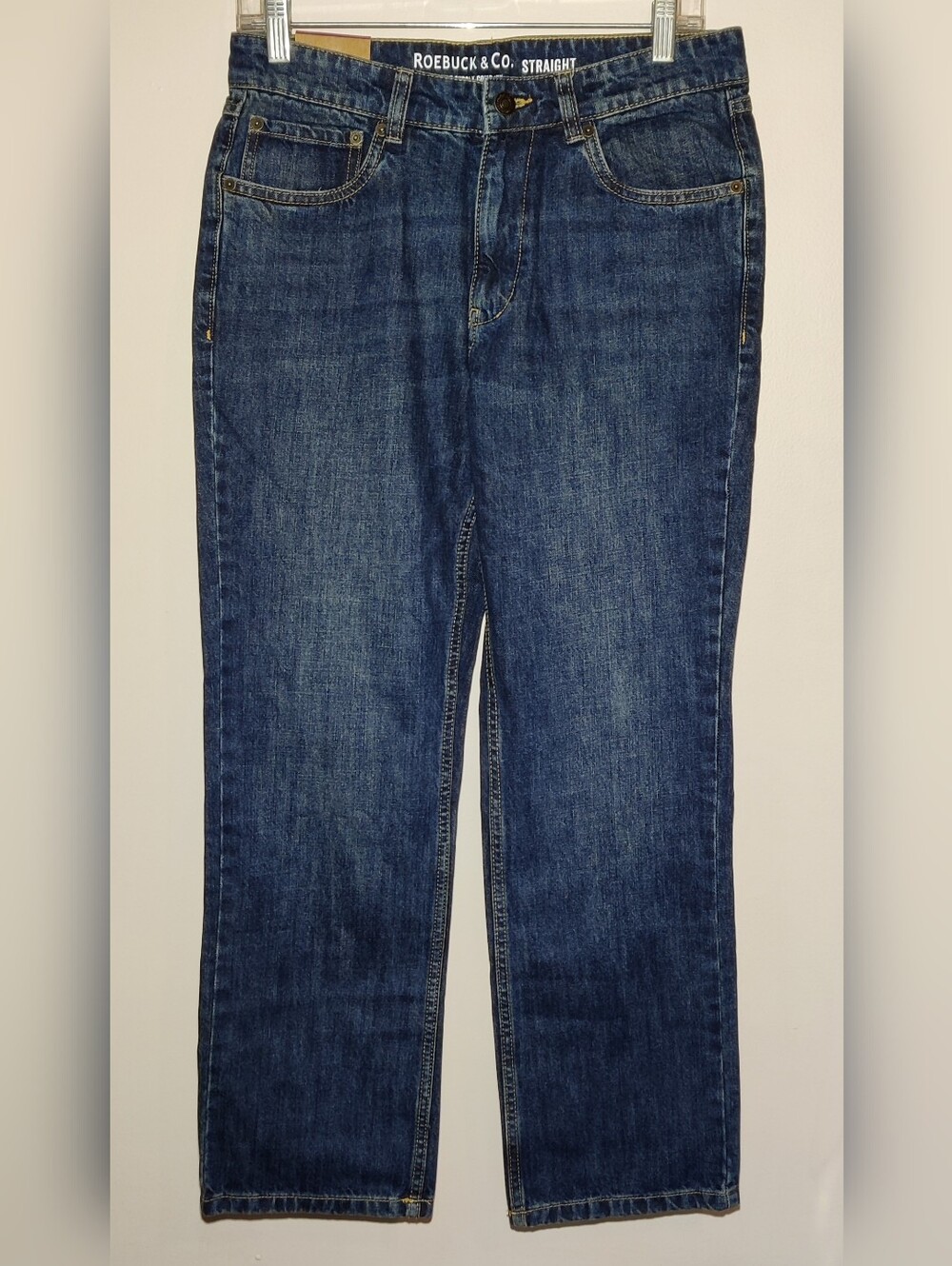 Roebuck & Co Men Straight Fit Jeans 30x30 NWT Blue Denim Medium Wash 5-Pocket